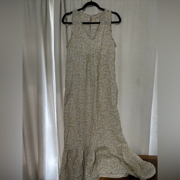 Faherty Floral Tiered Midi Linen Women’s Size M Dress - Picture 1 of 8